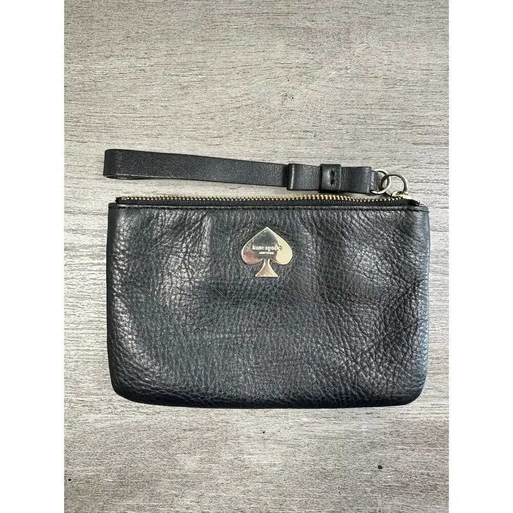 Kate Spade Black Pebbled Leather Wristlet Wallet